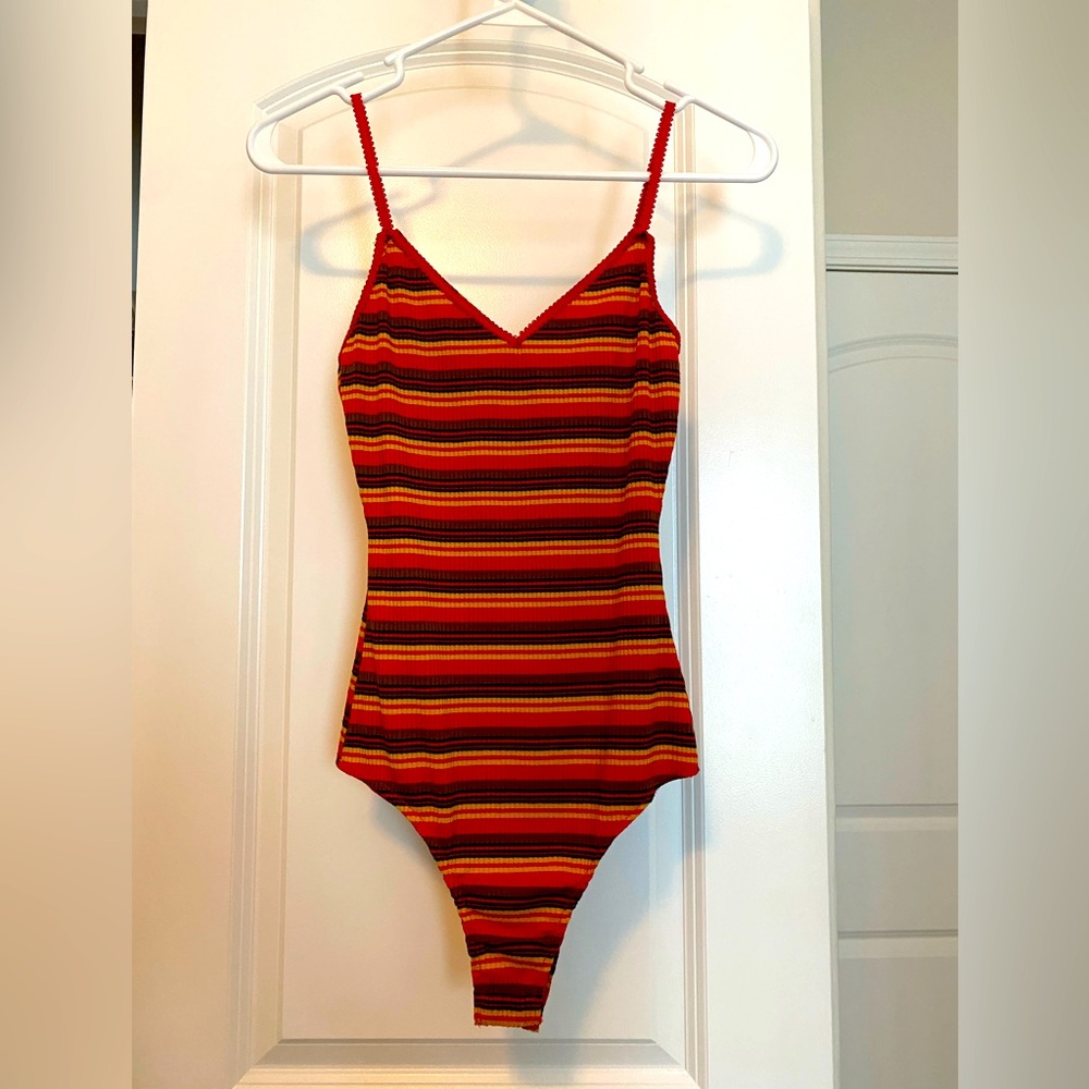 Wild honey ribbed striped bodysuit size xs